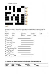 English Worksheet: family review