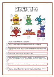 English Worksheet: MONSTERS