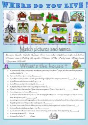 English Worksheet: WHERE DO YOU LIVE ? 