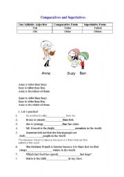 English Worksheet: Comparative and Superlative 1