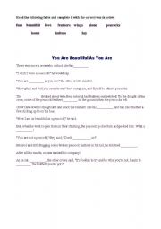 English Worksheet: you are beautiful as you are