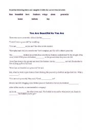 English worksheet: you are beautiful as you are