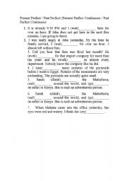 English Worksheet: Mixed tenses
