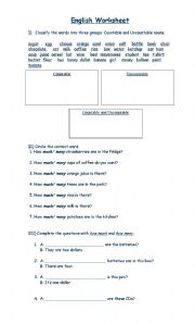 English Worksheet: How much