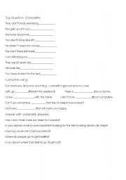 English Worksheet: Tag Questions