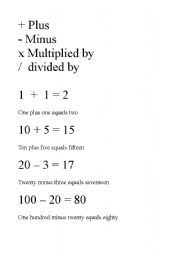 English Worksheet: Maths and  English