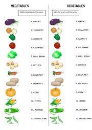 English Worksheet: Vegetables