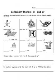 Cl and Cr Consonant Blends