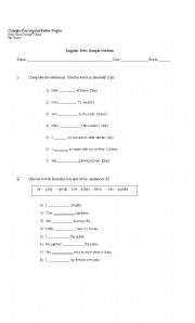 English worksheet: simple present