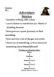 English Worksheet: Adventure Stories: Reading and Writing