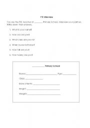 English worksheet: My Body Interview