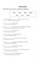 English worksheet: Wh- questions