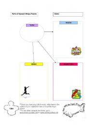 English Worksheet: Parts of Speech: Shape Poems Organizer