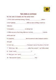 English Worksheet: Past Simple and Continuous
