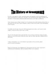 English Worksheet: The History of Greenpeace