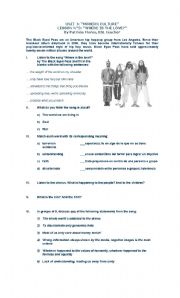 English Worksheet: Where is the love? pre-listening activities
