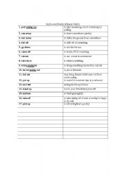 English worksheet: some phrasal verbs
