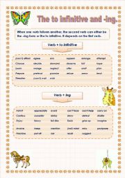 English Worksheet: The to infinitive and -ing