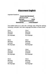 English worksheet: survival English