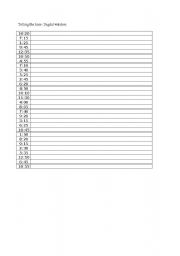English Worksheet: telling the time