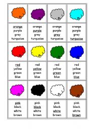 English Worksheet: colors family game