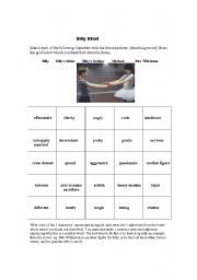 English Worksheet: Billy Elliot character study exercise