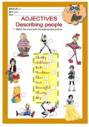 English Worksheet: Adjectives-matching