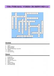 English worksheet: 1bat Phrasal Verbs Crossword 1