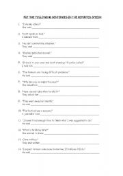 English Worksheet: Reported Speech