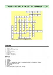 English Worksheet: 1bat Phrasal Verbs Crossword 2