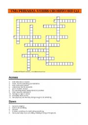English worksheet: 1 bat Phrasal Verbs crossword 3