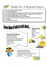 English worksheet: A Moment About