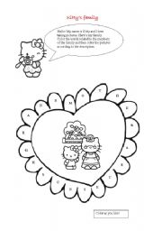 English Worksheet: hello kittys family, clothes and colors 