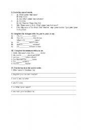 English worksheet: The verb be