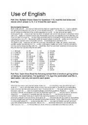 English Worksheet: FCE - Use of English