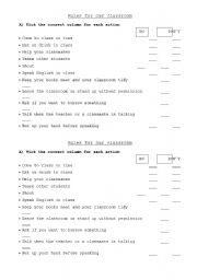 English Worksheet: Rules for our classroom