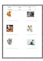 English Worksheet: Cartoons play music too!