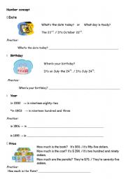 English worksheet: Number Concept