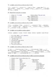 English Worksheet: to be