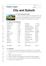 English Worksheet: City and suburb