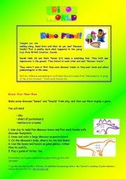 English worksheet: Dino world -- Activities, facts and funny games ( second part )