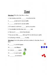 English worksheet: This, That, Those, These Test
