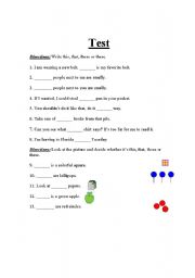 English Worksheet: This, That, Those, These Test