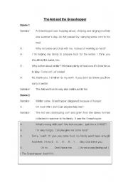English Worksheet: Script of the Ant and the Grasshopper