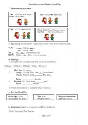 English Worksheet: Introduction and saying good-bye