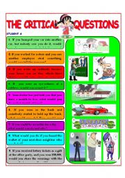 English Worksheet: CRITICAL QUESTIONS