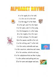 English Worksheet: ALPHABET RHYME