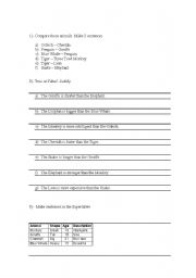 English worksheet: Superlatives and Comparatives