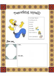 English Worksheet: Describing myself