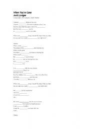 English worksheet: When Youre Gone - Avril Lavigne